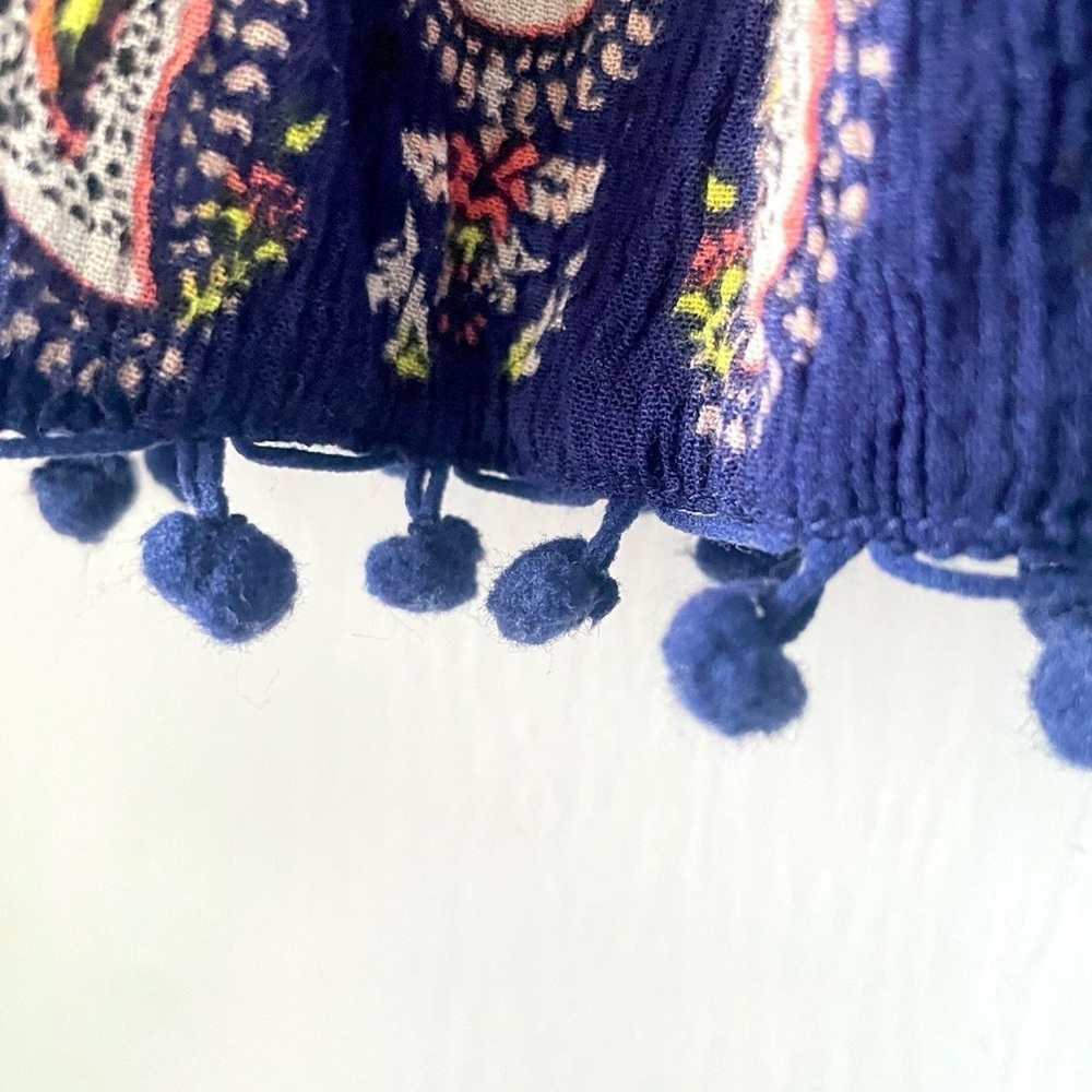 Alya Boho Paisley Skirt Small Elastic Waist Pom Pom Hem Lined - Picture 4 of 8
